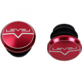 Level – CNC Coloured Bar End Plug – 6061 Alloy – Red – Pair